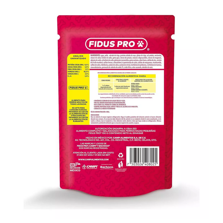 Campi Fidus Pro Razas Pequeñas Pouch Pollo 100 g