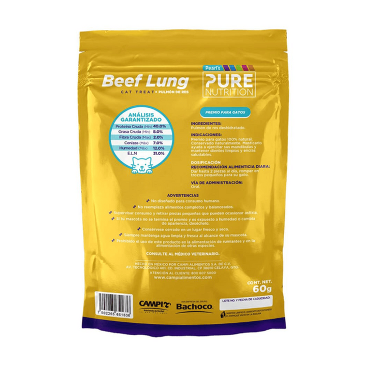 Campi Pearl's Pure Nutrition Beef Lung For Cat 60 g