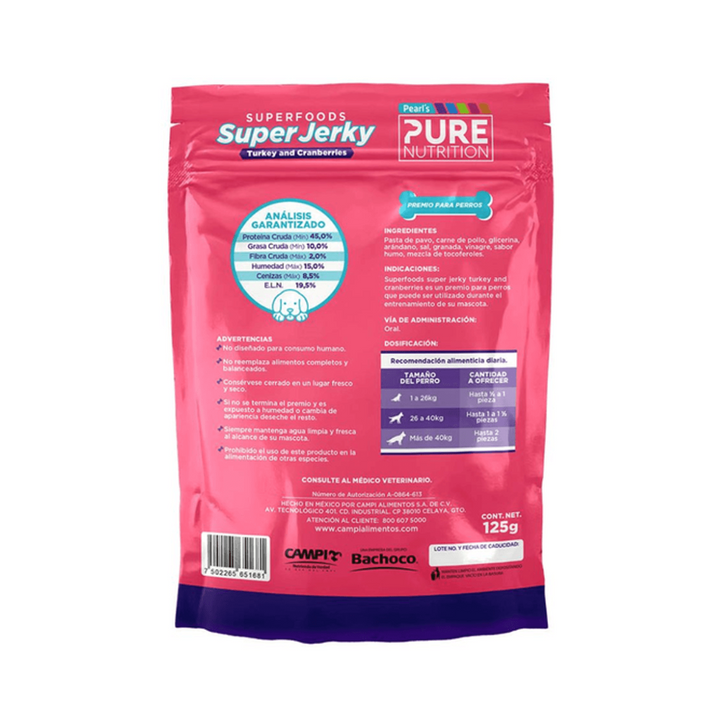 Campi Pearl's Pure Nutrition Super Jerky Turkey y Cramberries 125g