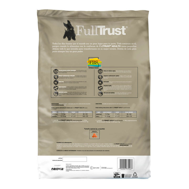 FullTrust Alimento Perro Adulto Raza Pequeña Receta Pollo y Res