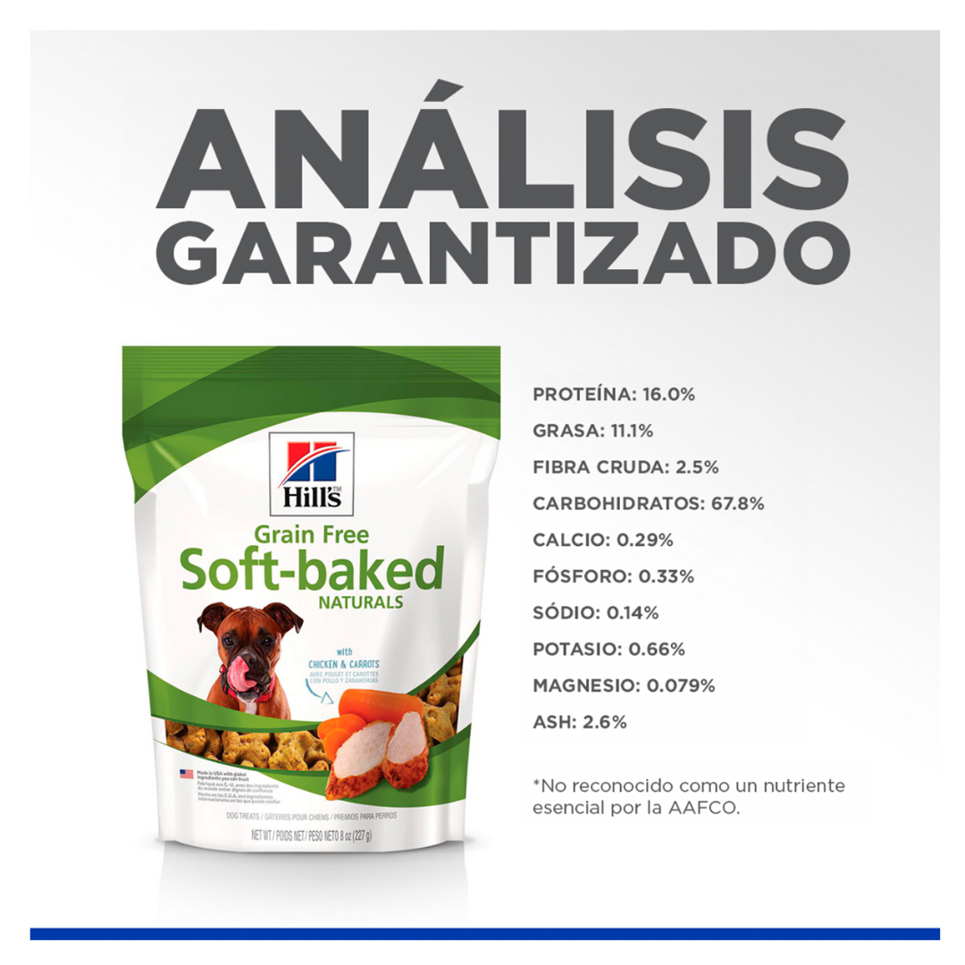 Hill's Grain Free Soft-Baked Premios Sin Granos para Perro Receta Pollo y Zanahoria, 227 g
