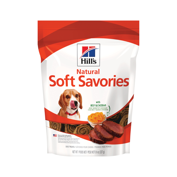 Hill's Natural Soft Savories Premios Suaves para Perro Receta Res y Queso Cheddar, 227 g