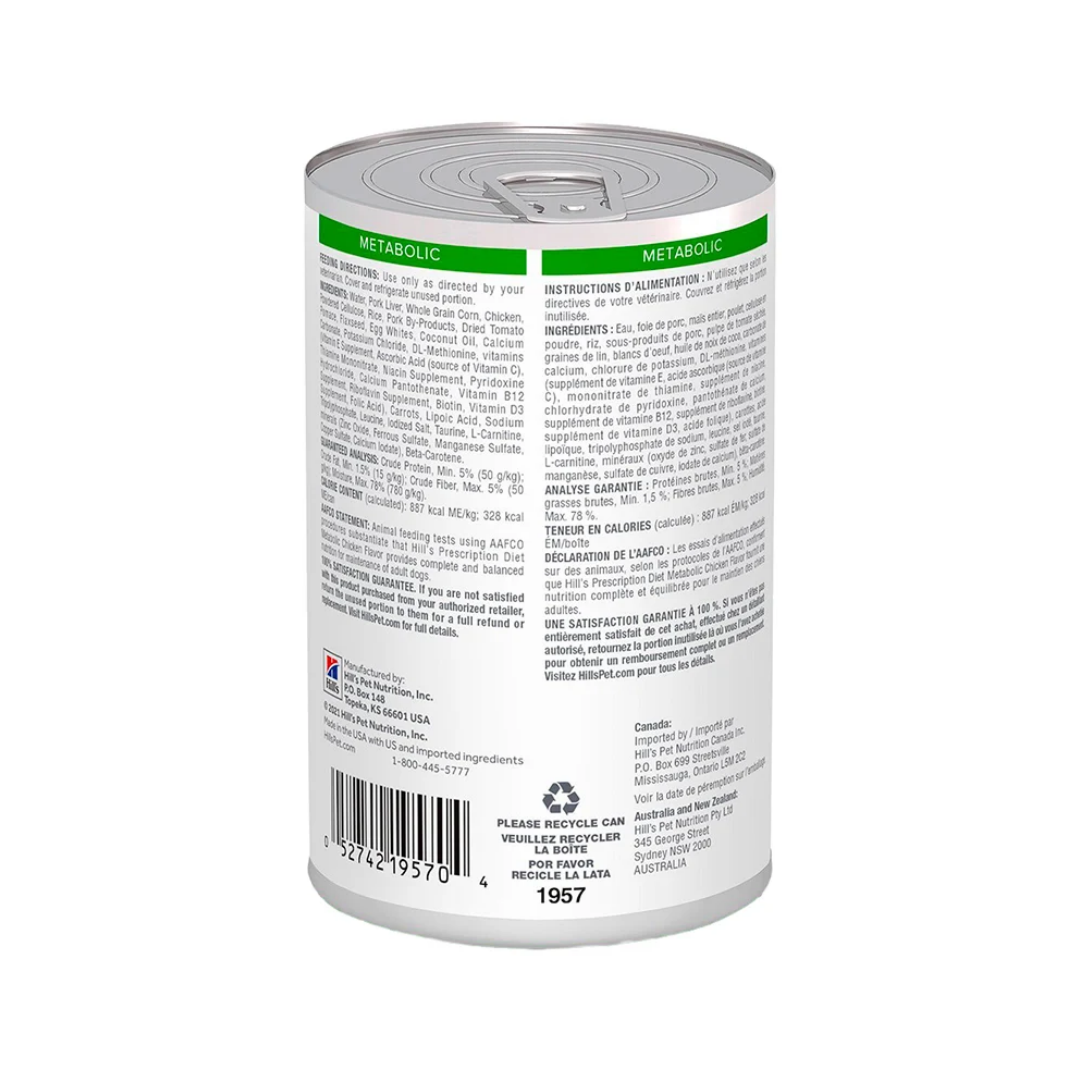 Hill's Prescription Diet Metabolic Alimento Húmedo Control de Peso para Perro Adulto, 370 g