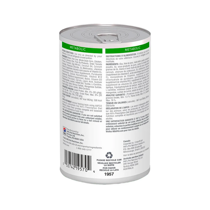 Hill's Prescription Diet Metabolic Alimento Húmedo Control de Peso para Perro Adulto, 370 g