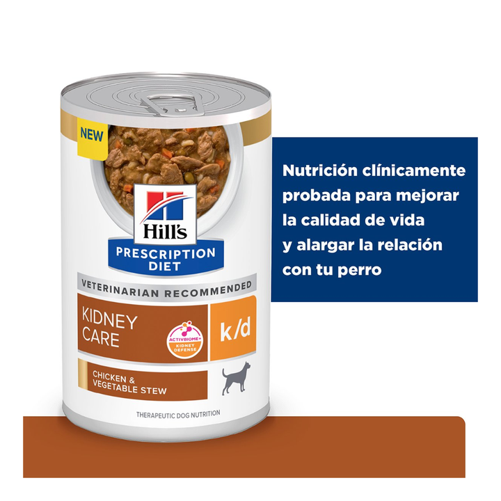Hill's Prescription Diet k/d Alimento Húmedo Cuidado Renal para Perro Adulto Pollo en Estofado, 354 g