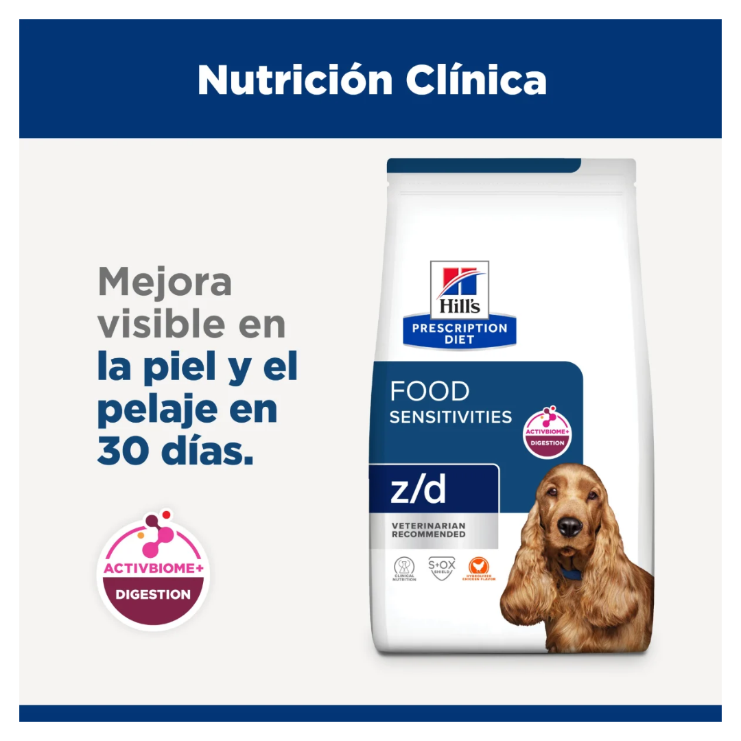 Hill's Prescription Diet z/d Croquetas para Alergias Alimentarias para Perro Adulto Receta Pollo,