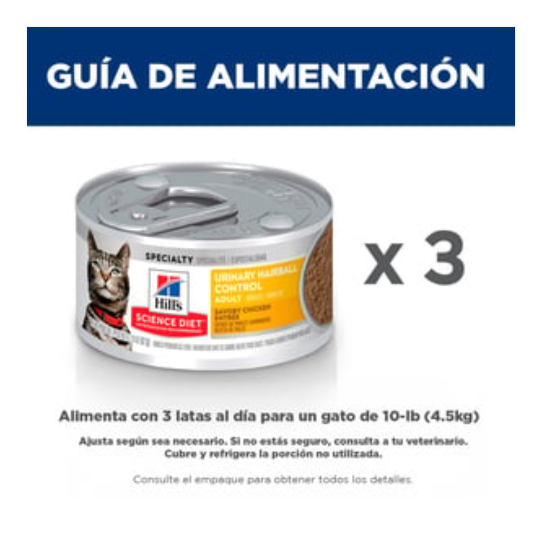 Hill's Science Diet Alimento Húmedo Cuidado Urinario y Control de Bolas de Pelo para Gato, 82 g