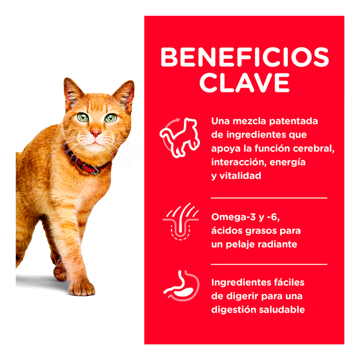 Hill's Science Diet Senior Vitality Alimento para Gato Senior Receta Pollo, 1.4 kg