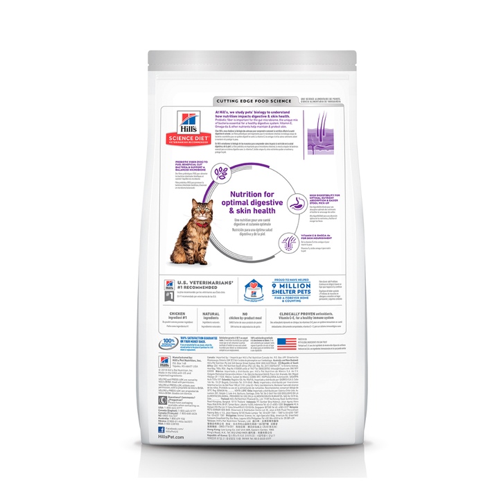 Hill's Science Diet Sensitive Stomach & Skin Alimento Piel y Estómago Sensibles para Gato Adulto, 7 kg