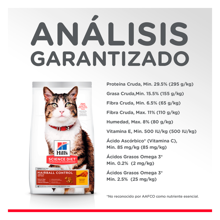 Hill's Science Diet Hairball Control Alimento Seco Control de Bolas de Pelo para Gato Adulto