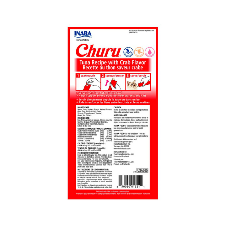 Inaba Churu Atún con Cangrejo Premio Cremoso Natural para Gato 4 pzas