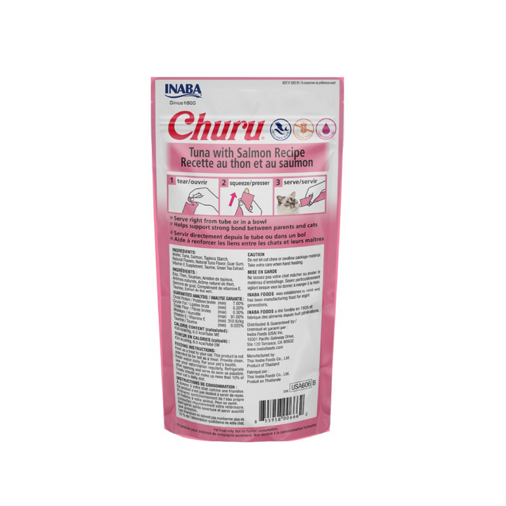 Inaba Churu Atún y Salmón Premio Cremoso Natural para Gato 4 pzas