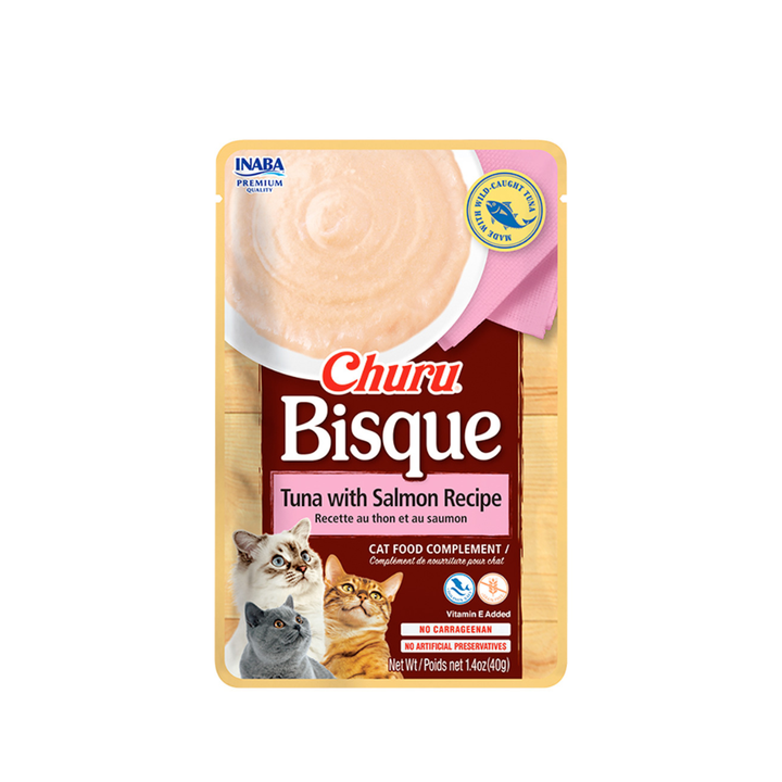 Inaba Churu Bisque Premio Cremoso para Gato Receta Atún y Salmón, 40 g
