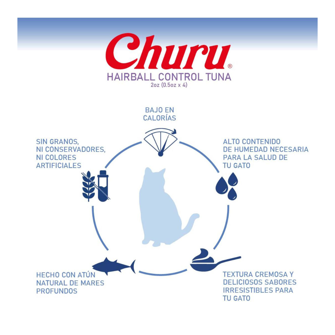 Inaba Churu Premio Cremoso Cuidado Bolas de Pelo para Gato Receta Atún 4 pzas