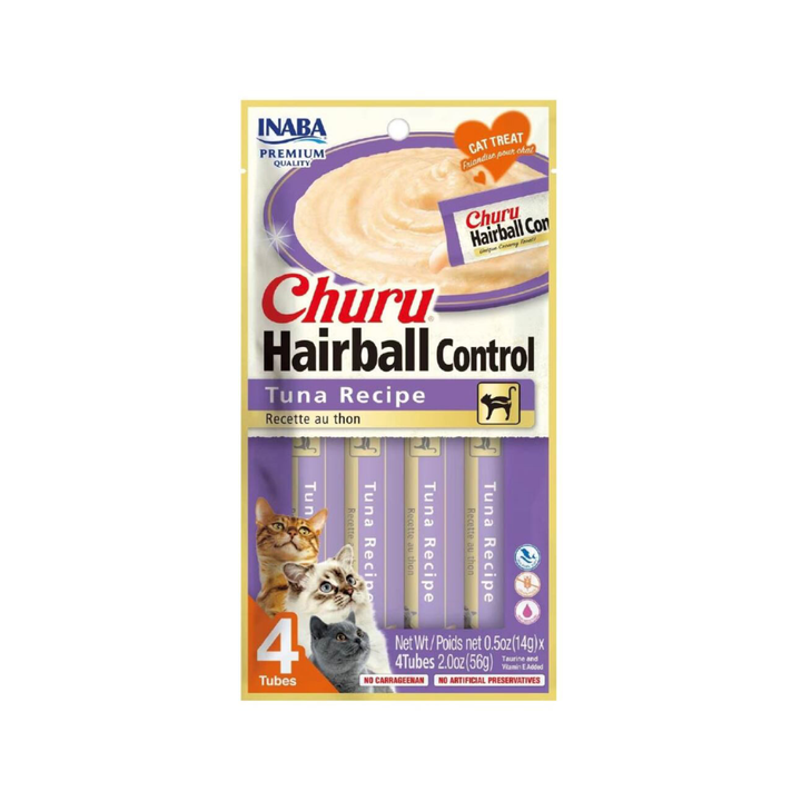 Inaba Churu Premio Cremoso Cuidado Bolas de Pelo para Gato Receta Atún 4 pzas
