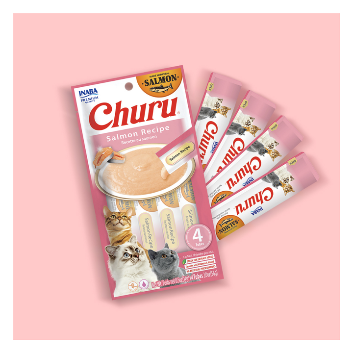 Inaba Churu Premio Cremoso Natural para Gato Receta Salmón 4 pzas