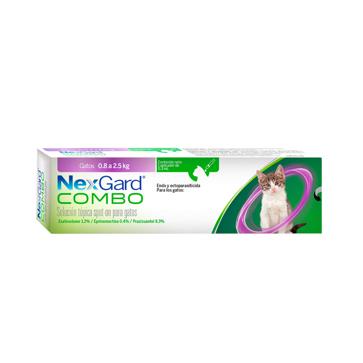 NexGard Combo Pipeta Antiparasitaria Interna y Externa para Gato, 0.8 a 2.5 kg