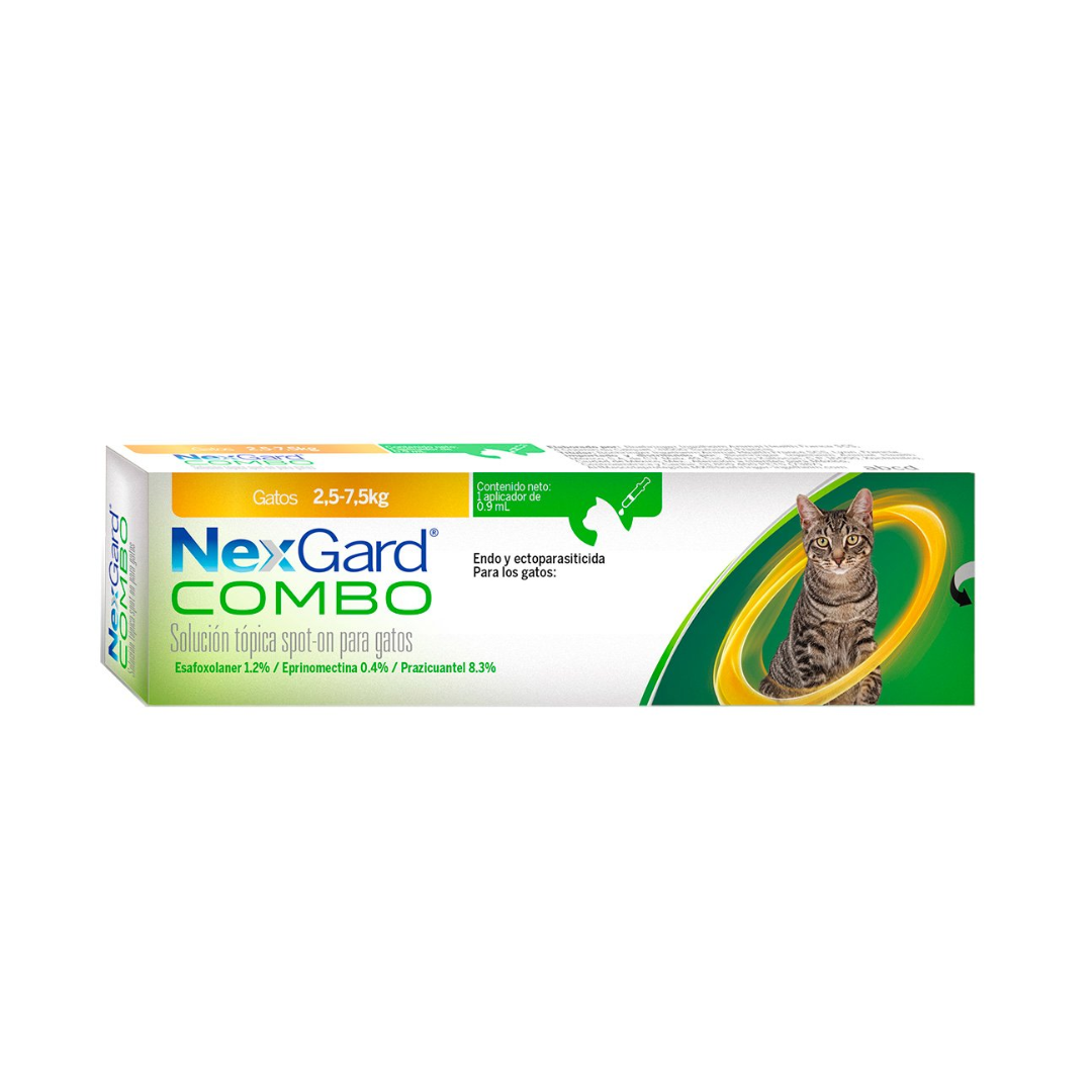 NexGard Combo Pipeta Antiparasitaria Interna y Externa para Gato, 2.5 a 7.5 kg