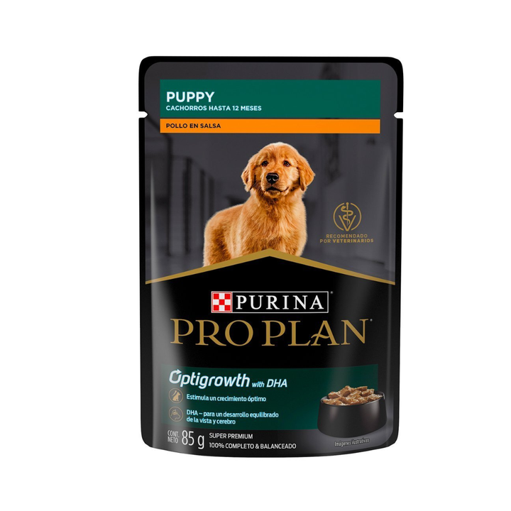 Pro Plan Puppy Optigrowth Alimento Húmedo para Cachorro Receta Pollo en Salsa, 85 g