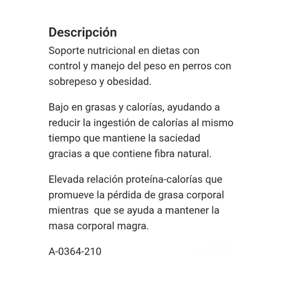 Pro Plan Veterinary Diets OM manejo del sobrepeso humedo en lata 377 gr