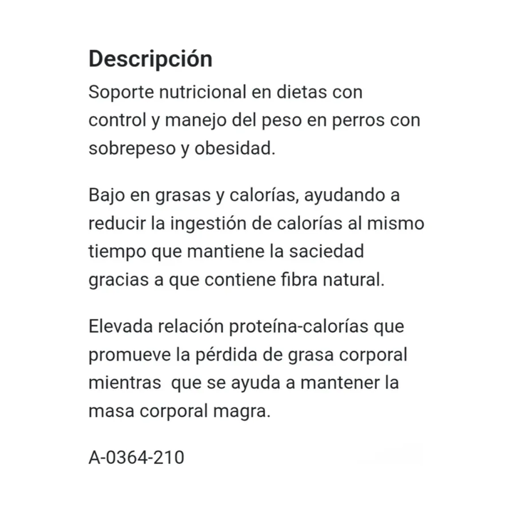 Pro Plan Veterinary Diets OM manejo del sobrepeso humedo en lata 377 gr