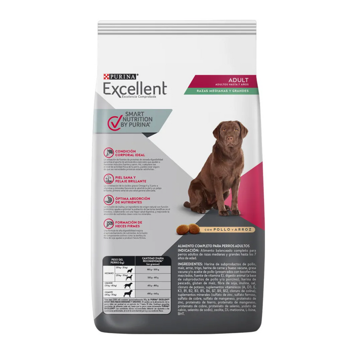 Purina Excellent Adulto Pollo y Arroz Raza Mediana y Grande
