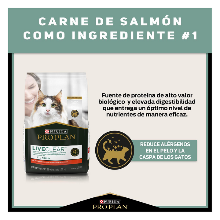 Purina Pro Plan Live Clear Gato Adulto Salmon y Arroz