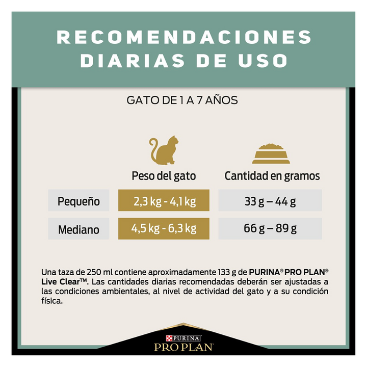 Purina Pro Plan Live Clear Gato Adulto Salmon y Arroz