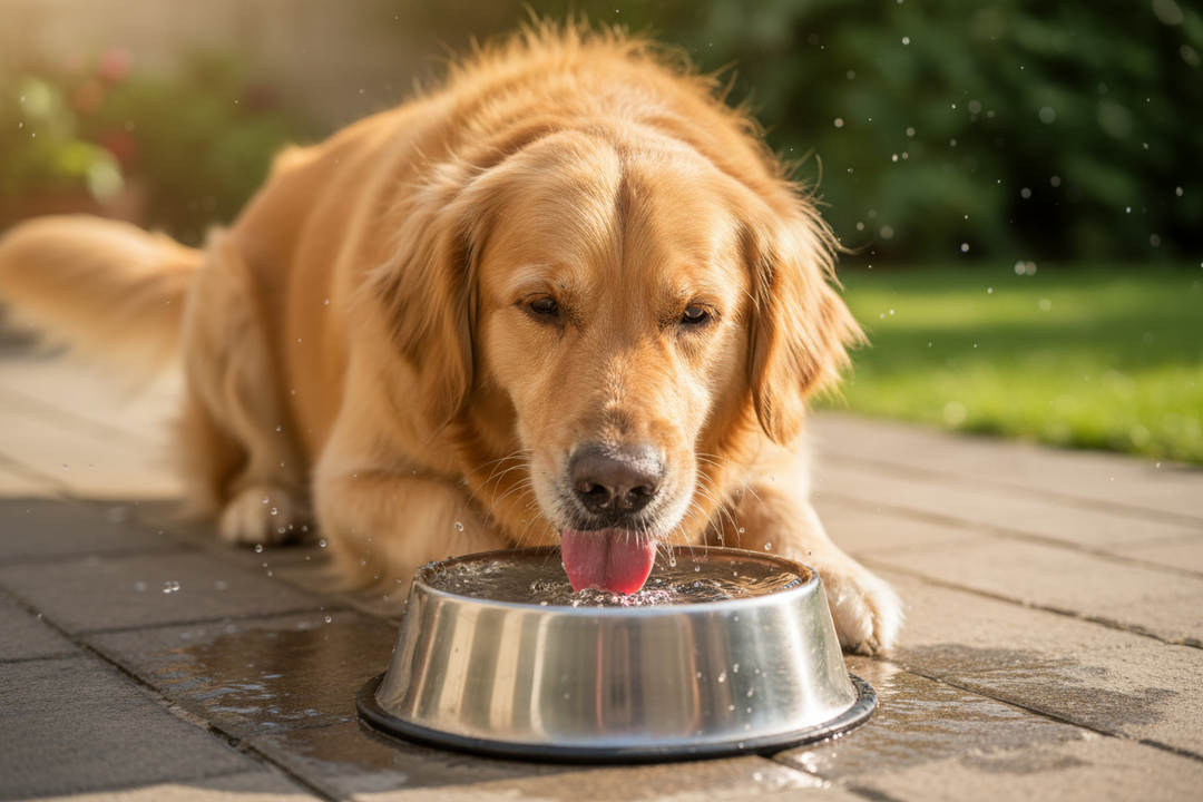 perro tomando agua